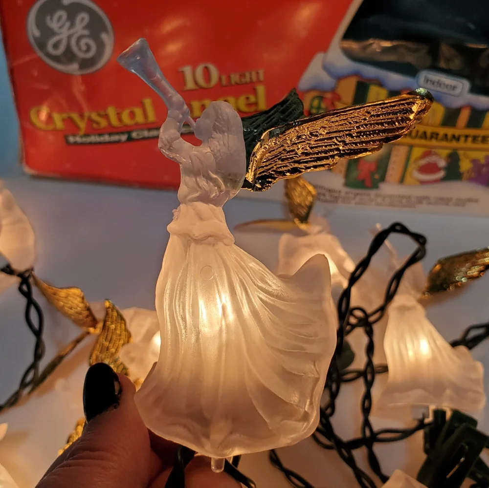 Vintage Angel Christmas Tree Lights GE 10 Lights Holiday Decor Religious